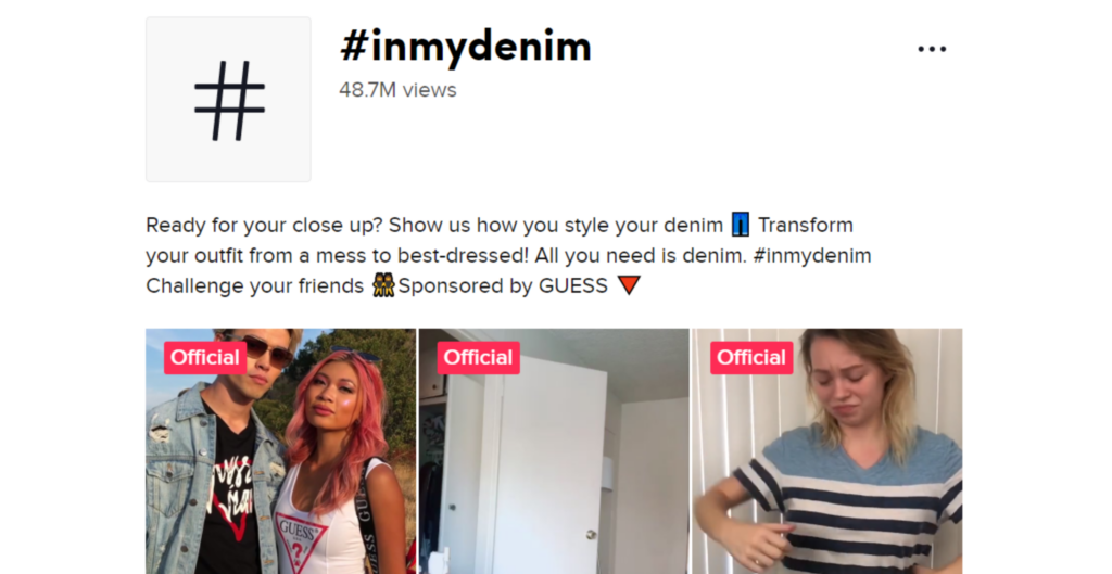 hashtag challenge #inmydenim pour engagement sur les réseaux sociaux